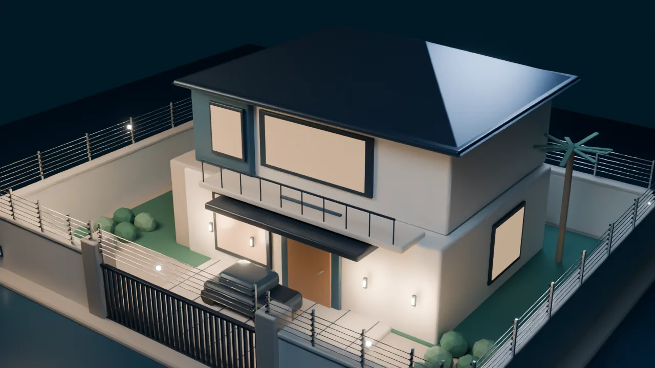 3D residential electric fence perimeter